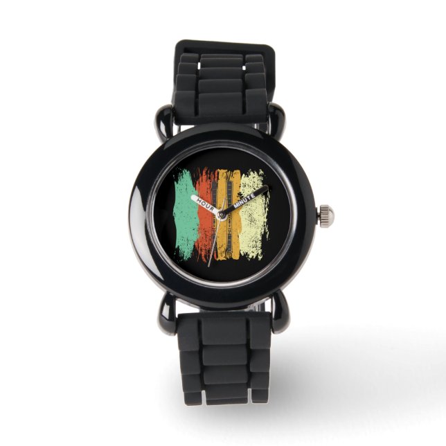 Skidåkning Retro Skidor Armbandsur (Framsida)