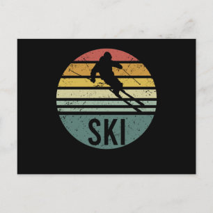 Skidåkning Roligt Cool Skidåkare Retro Vintage Vykort