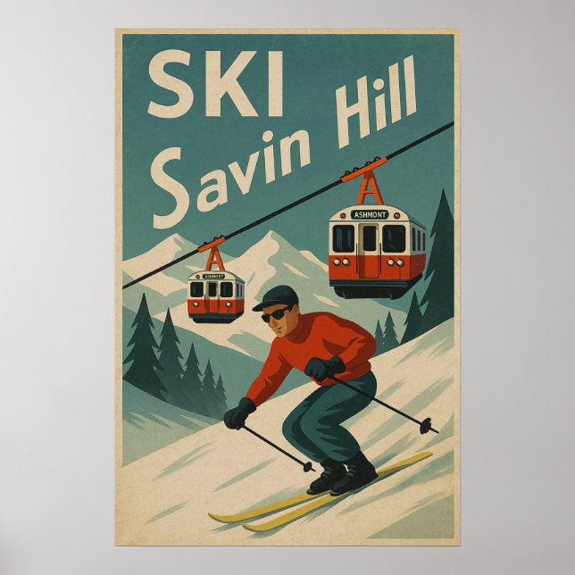 Skidåkning Savin Hill Poster (Framsidan)