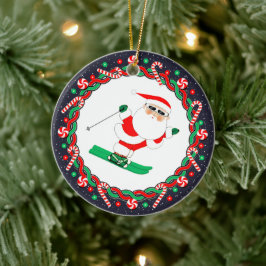 Skidåkning Skidåkare Julpresent Julgransprydnad Keramik