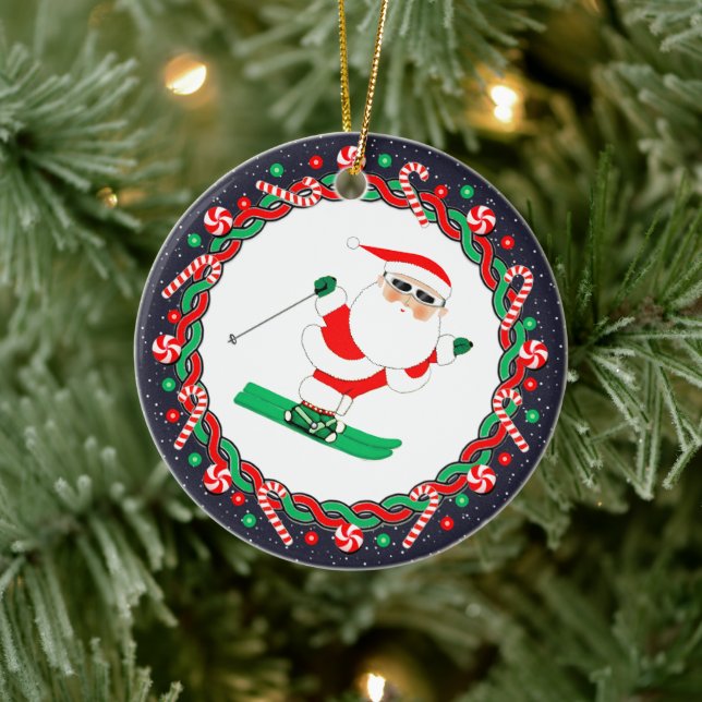 Skidåkning Skidåkare Present För Jul Julgransprydnad Keramik (Träd)