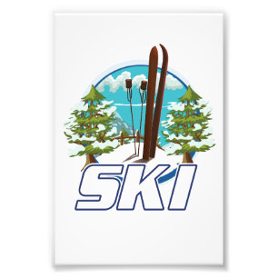 Skidåkning, skidplogotyp. fototryck