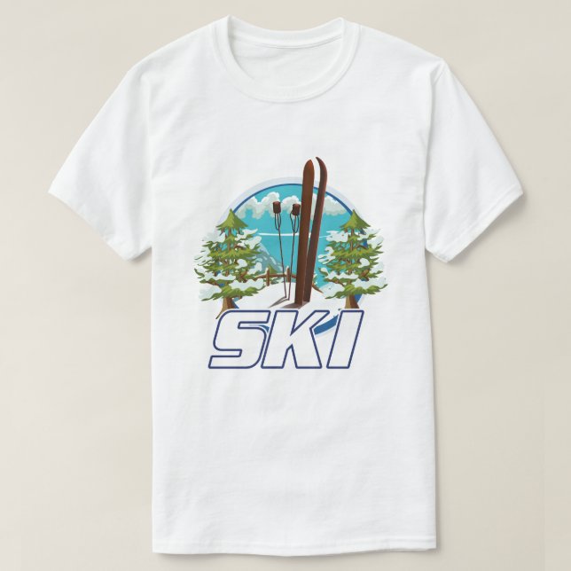 Skidåkning, skidplogotyp. t shirt (Design framsida)