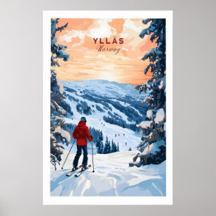 Skidåkning Ylläs Norge Affisch 1