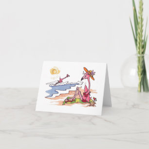 SkidåkningFlamingo Notecard Kort
