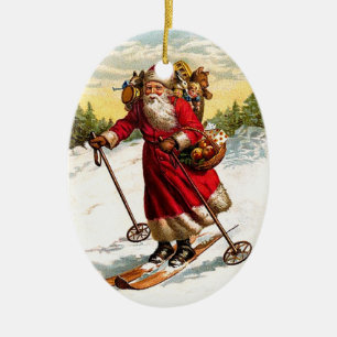Skidåkningjultomten Julgransprydnad Keramik