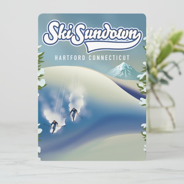 Skidåkningsaffisch Ski Sundown Hartford Connecticu (Stående Fram)