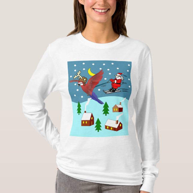 SkidåkningSanta Hoodie Tee (Framsida)