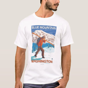 Skidar bärande snö för skieren - blåttberg, WA T Shirt