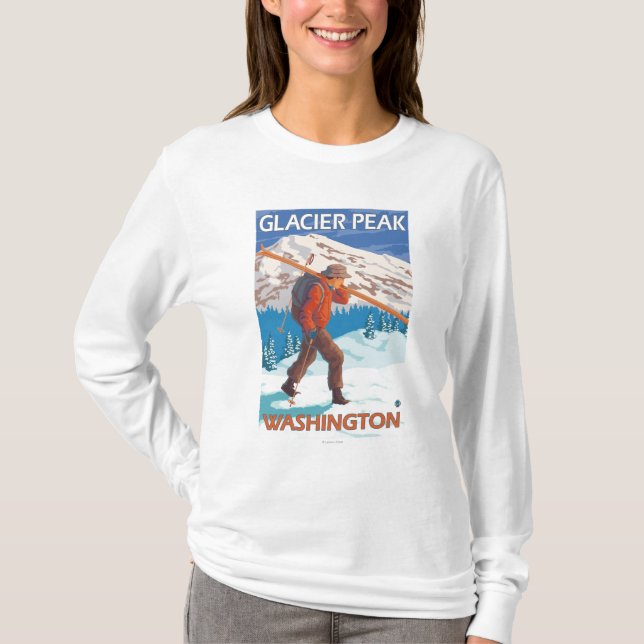 Skidar bärande snö för skieren - den maximala t-shirt (Framsida)