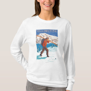 Skidar bärande snö för skieren - den Yellowston Tee