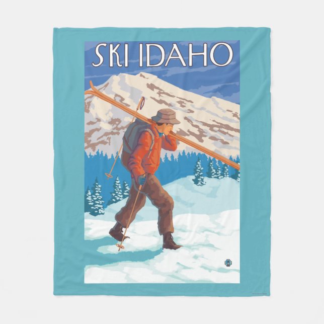 Skidar bärande snö för skieren - Idaho Fleecefilt (Framsidan)