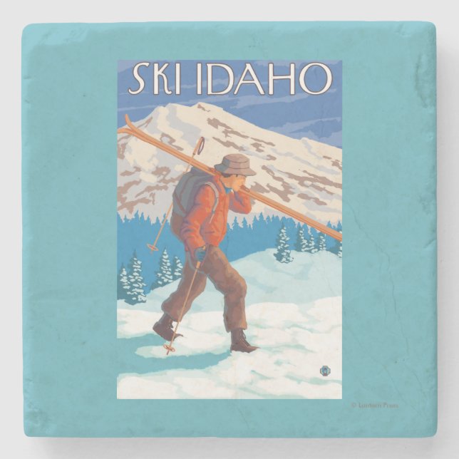 Skidar bärande snö för skieren - Idaho Stenunderlägg (Framsidan)