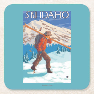Skidar bärande snö för skieren - Idaho Underlägg Papper Kvadrat