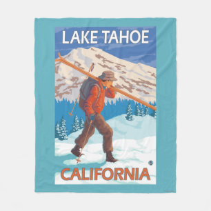 Skidar bärande snö för skieren - Lake Tahoe, Fleecefilt