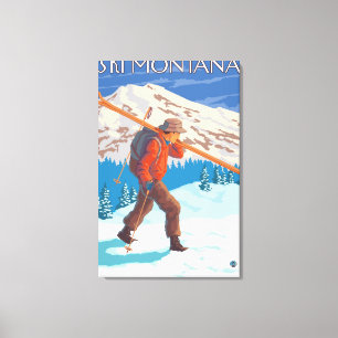 Skidar bärande snö för skieren - Montana Canvastryck