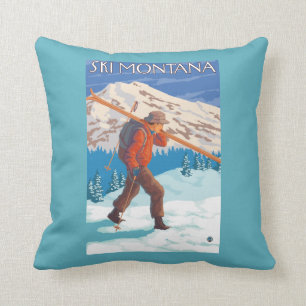 Skidar bärande snö för skieren - Montana Kudde