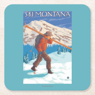 Skidar bärande snö för skieren - Montana Underlägg Papper Kvadrat