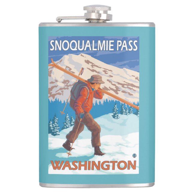 Skidar bärande snö för skieren - Snoqualmie Fickplunta (Framsidan)