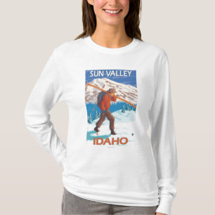 Skidar bärande snö för skieren vintage resor 2 t-shirt