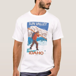 Skidar bärande snö för skieren vintage resor 2 t-shirt