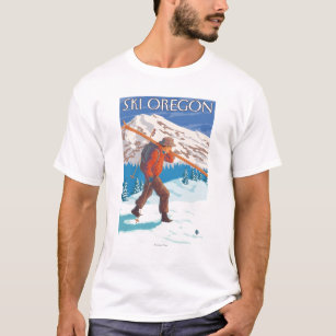 Skidar bärande snö för skieren vintage resor t-shirt