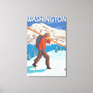 Skidar bärande snö för skieren - Washington Canvastryck