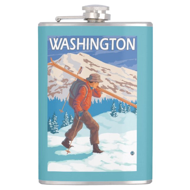 Skidar bärande snö för skieren - Washington Fickplunta (Framsidan)