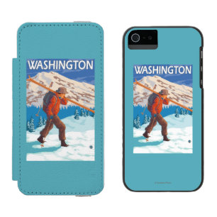 Skidar bärande snö för skieren - Washington