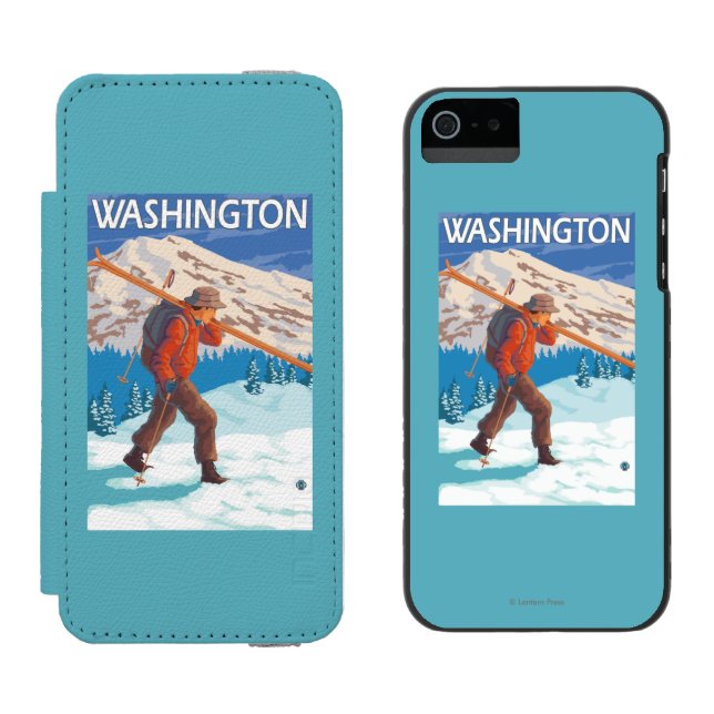 Skidar bärande snö för skieren - Washington Incipio iPhone Wallet Skal (Sida vid Sida)