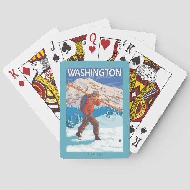 Skidar bärande snö för skieren - Washington Spel Kort (Baksidan)