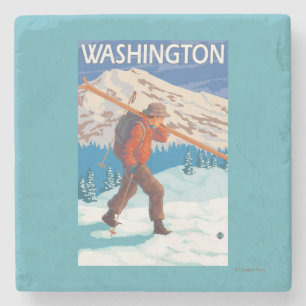 Skidar bärande snö för skieren - Washington Underlägg Sten