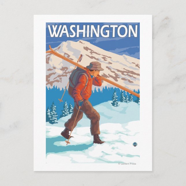 Skidar bärande snö för skieren - Washington Vykort (Framsida)