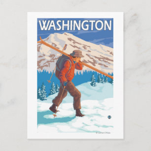 Skidar bärande snö för skieren - Washington Vykort