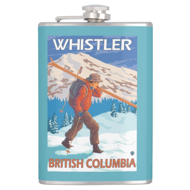 Skidar bärande snö för skieren - Whistler, BC Fickplunta (Framsidan)