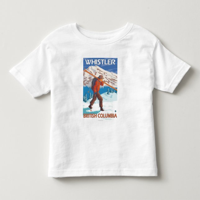 Skidar bärande snö för skieren - Whistler, BC Tee Shirt (Framsida)