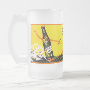 Skidar den Retro advertizingen för mugg50-tal Frostat Ölglas