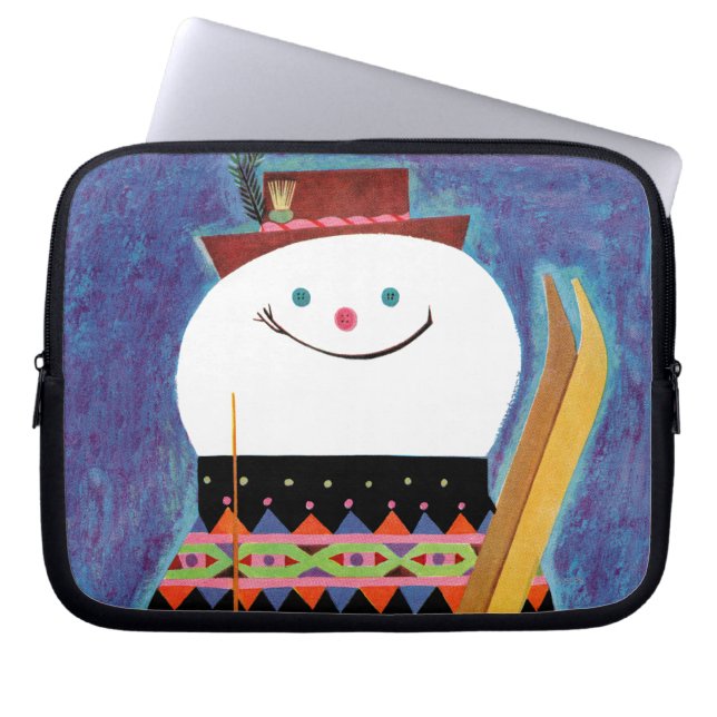 Skidar för snögubbe laptop sleeve (Framsidan)