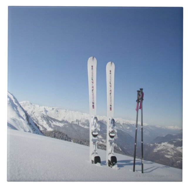 Skidar och skidar Poles Kakelplatta (Framsidan)