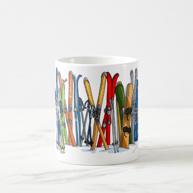 Skidar och snowboards i snow.en kaffemugg (Center)