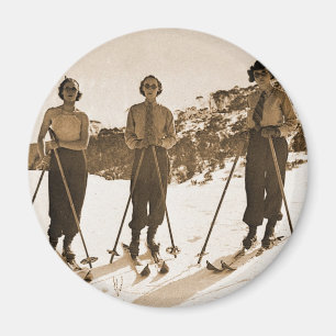 Skidar Retro kvinnor för vintage som skidar ', Magnet