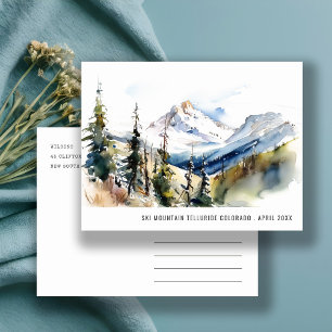 Skidbacke Telluride Colorado Akvarell Resa Vykort