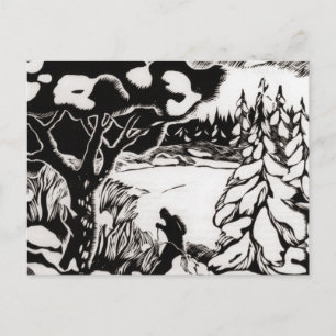 skidbild för vintage, Snö-scen Vykort