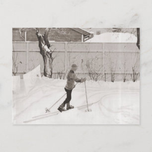 skidbild, vintage till skidbild vykort