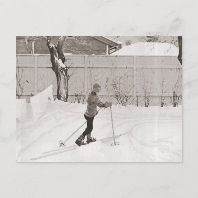 skidbild, vintage till skidbild vykort (Framsida)