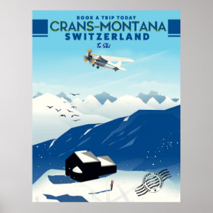 Skidburkar, montanskidor, Schweiz poster