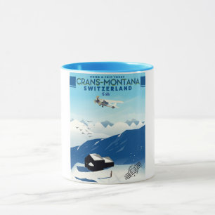Skidburkar, montanskidor, Schweiz poster Mugg