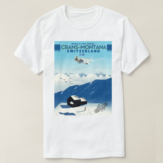 Skidburkar, montanskidor, Schweiz poster T Shirt (Design framsida)