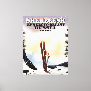Skidéaffisch i Sheregesh Russia. Canvastryck