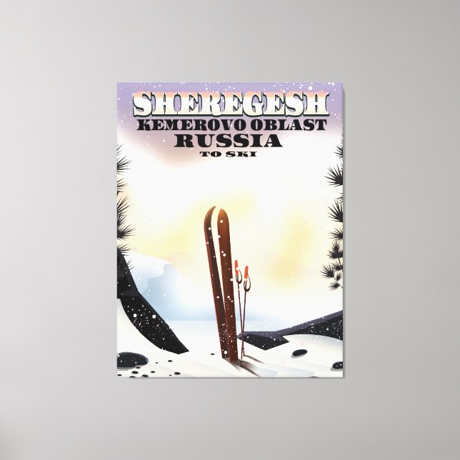 Skidéaffisch i Sheregesh Russia. Canvastryck (Framsida)